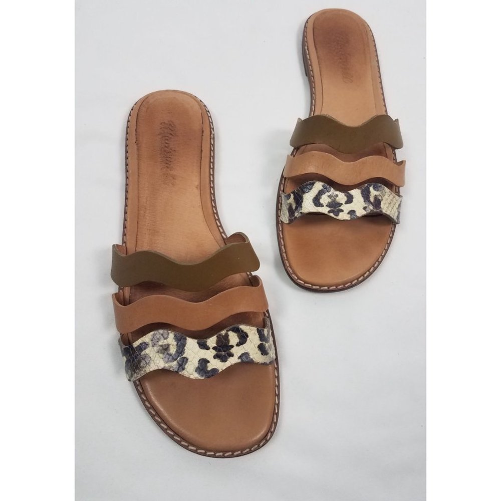 Madewell Women's Sz. 7 Wavy Sandals In Snake Embossed Leather